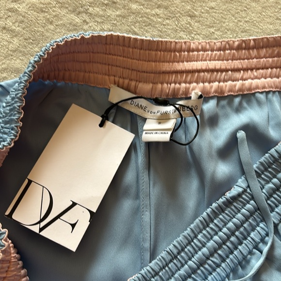 DVF Faustyn Cool Blue Silk Pajama Pants - Picture 4 of 8